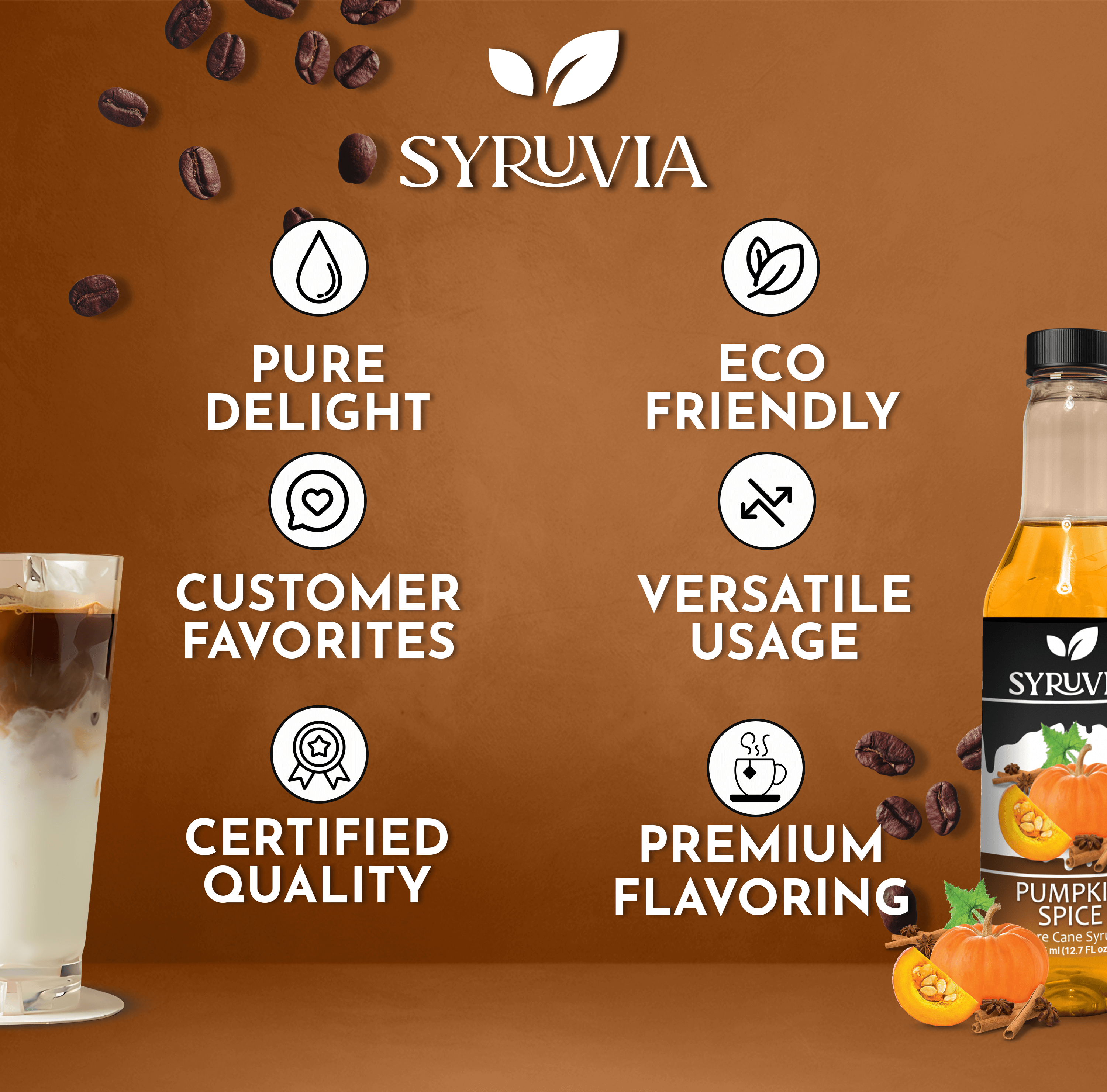Ingredients of Delicious Pumpkin Spice Syrup with bottle