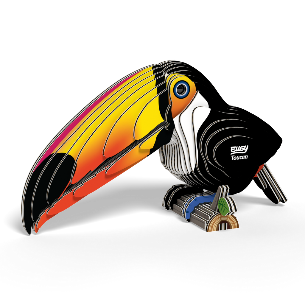 EUGY Toucan 3D Puzzle in a child's hands during assembly
