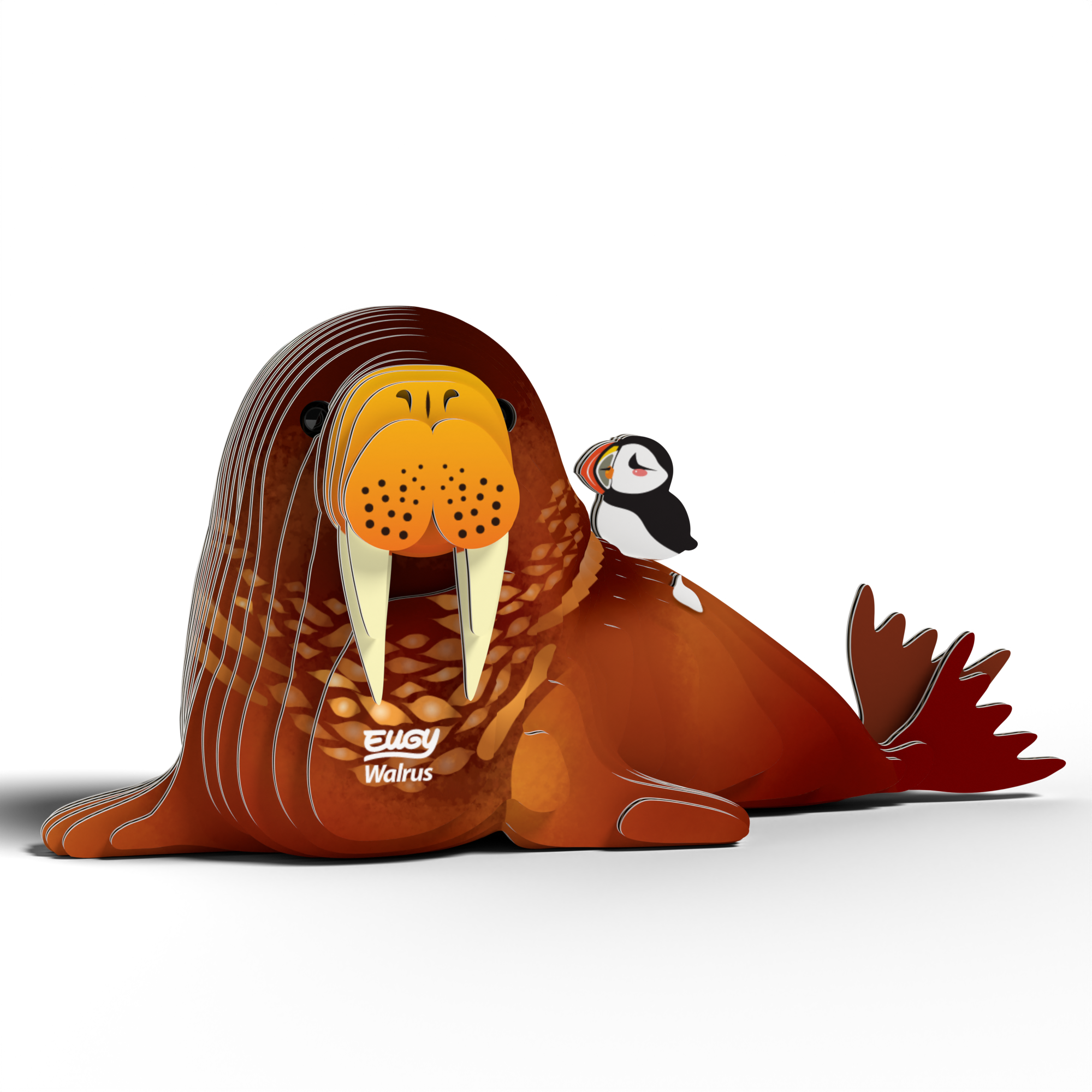 Front view of EUGY Walrus 3D Puzzle by Eugy showcasing intricate details