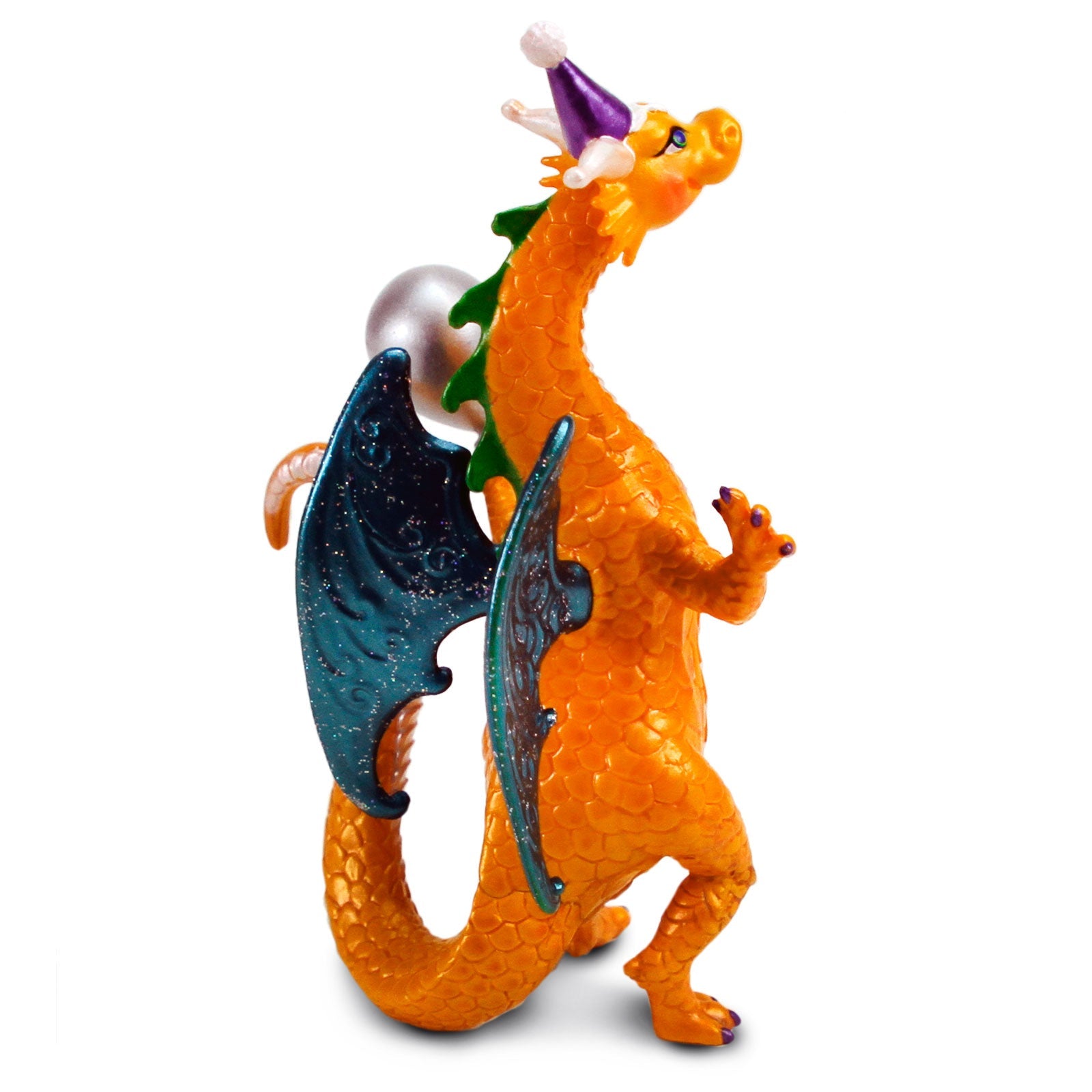 Close-up of shimmering wings on Colorful Celebration Dragon Figurine