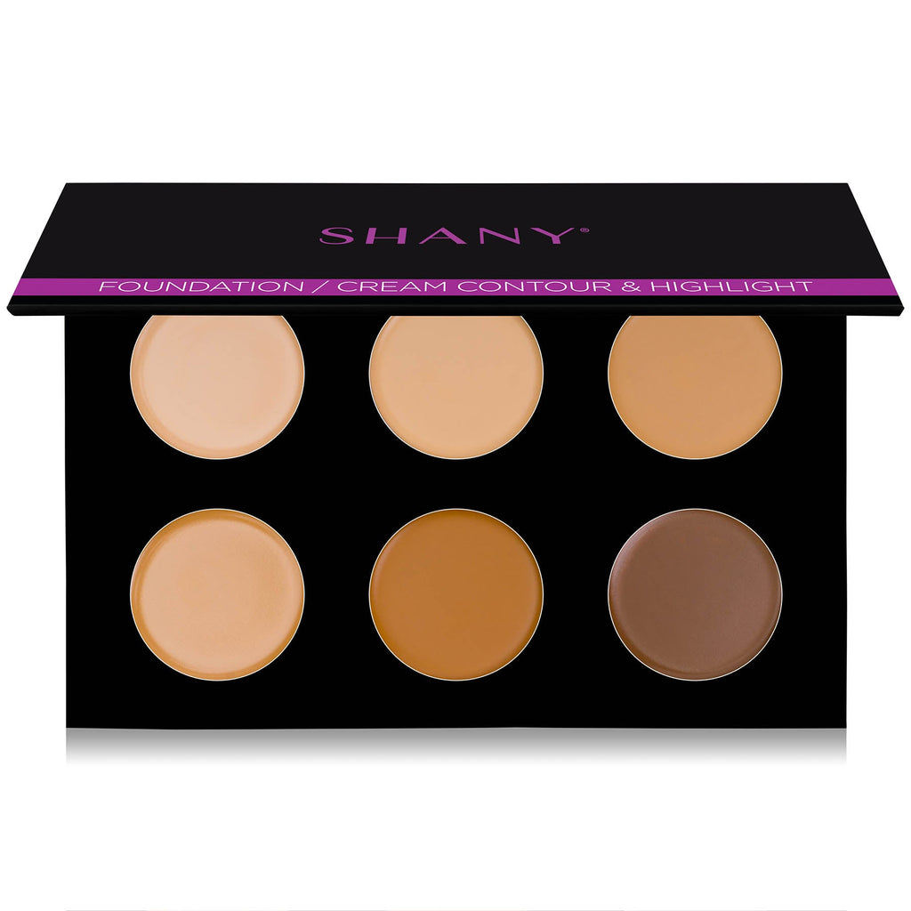 Close-up of creamy foundation pans in SHANY Mini Masterpiece Makeup Set