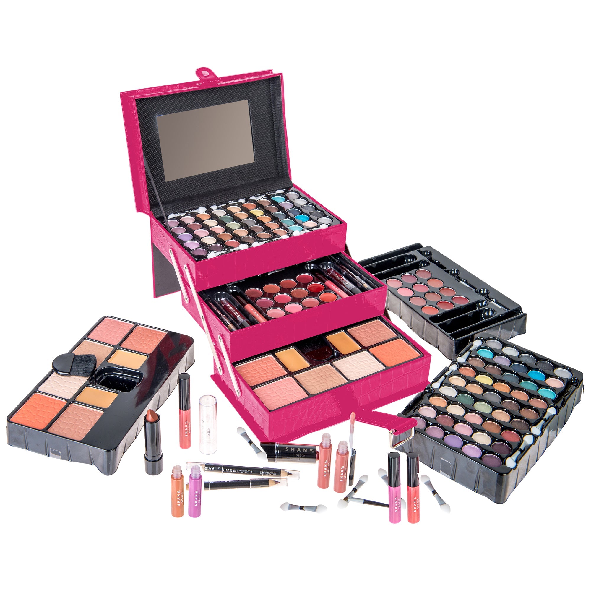 Side view of Ultimate Professional Makeup Kit with organized layers