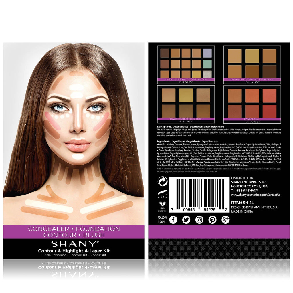 Makeup application using Ultimate 4-Layer Contour & Highlight Set by SHANY