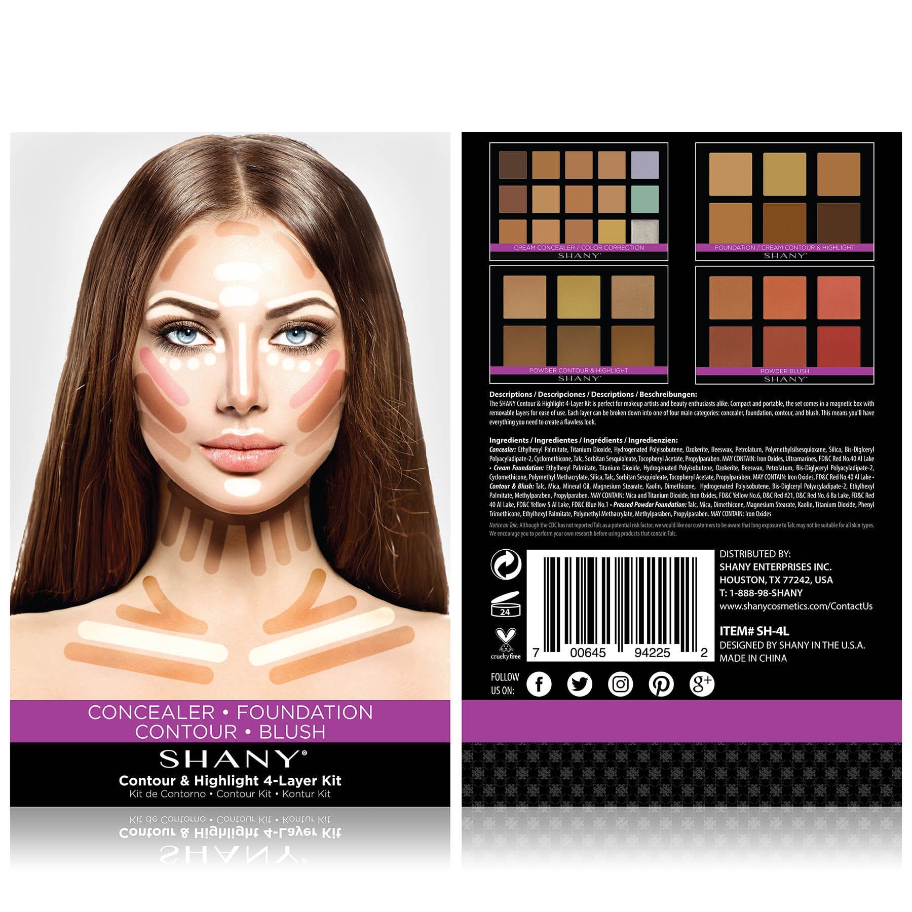 Makeup application using Ultimate 4-Layer Contour & Highlight Set by SHANY