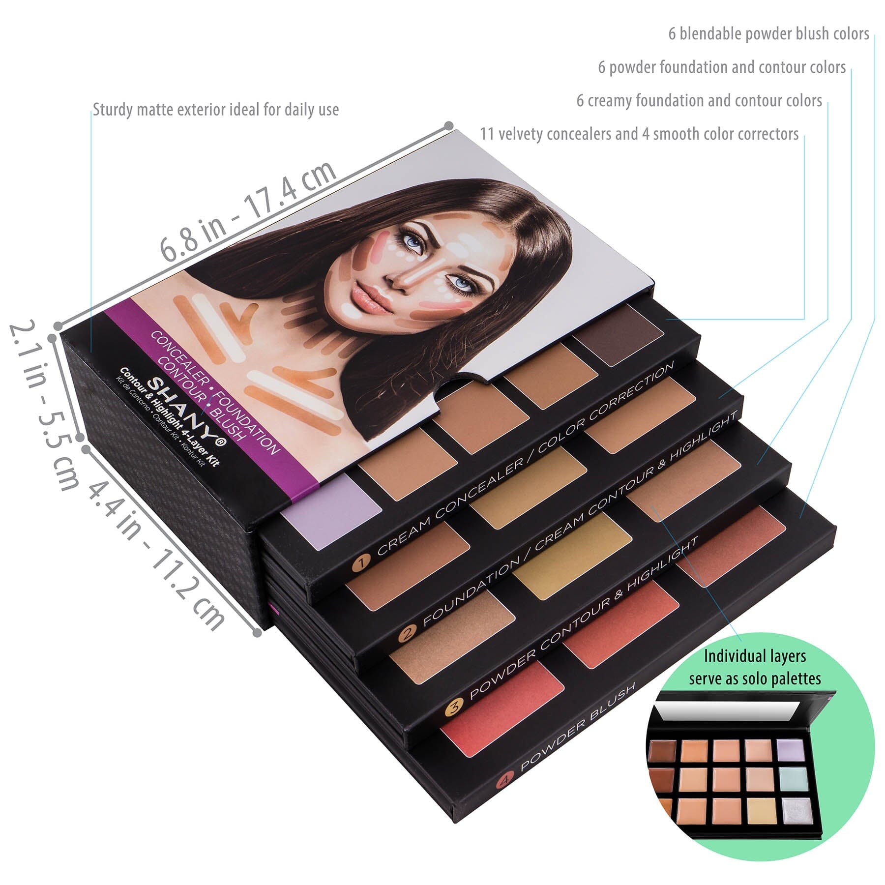 Open Ultimate 4-Layer Makeup Set showcasing all layers by SHANY