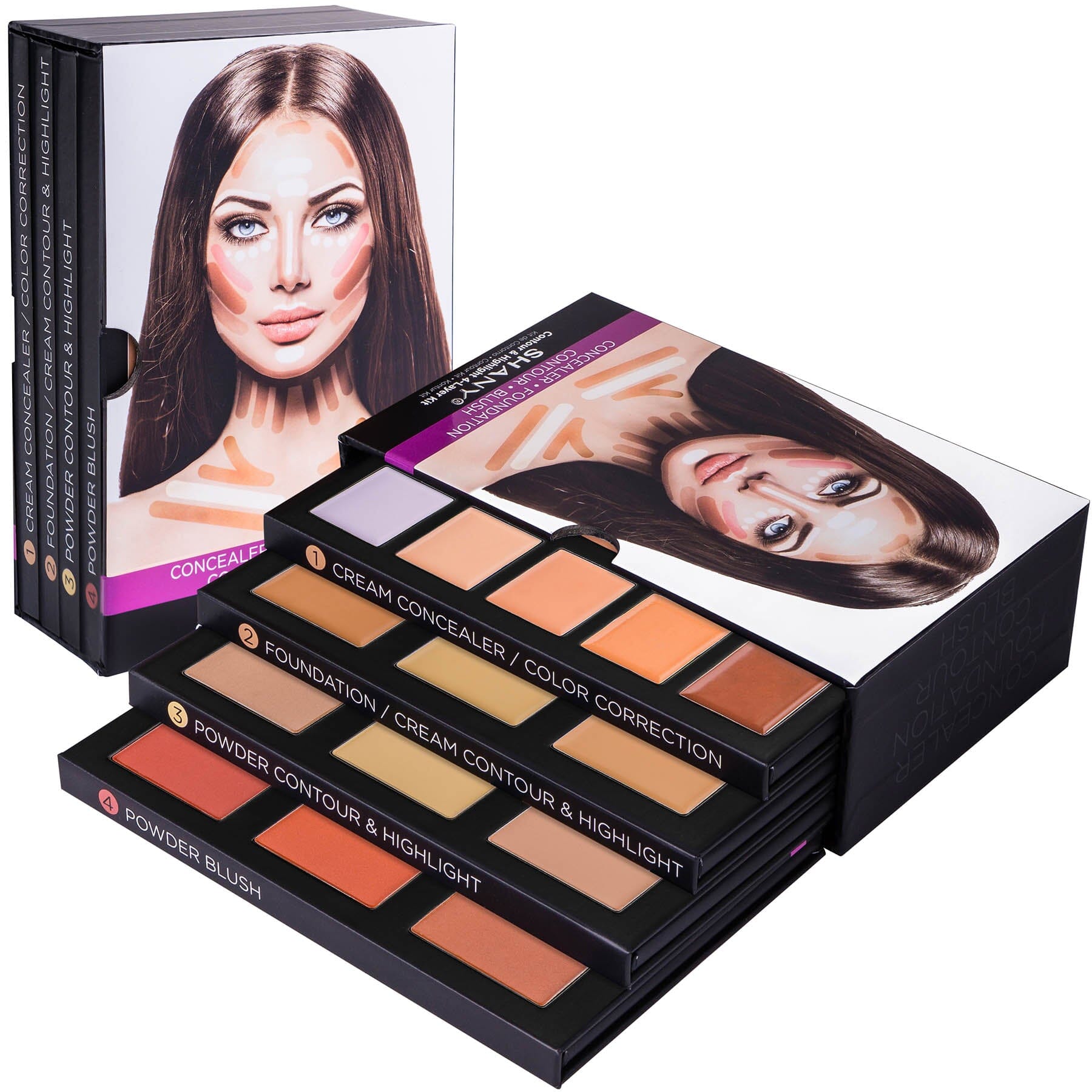 Front view of Ultimate 4-Layer Contour & Highlight Makeup Set by SHANY