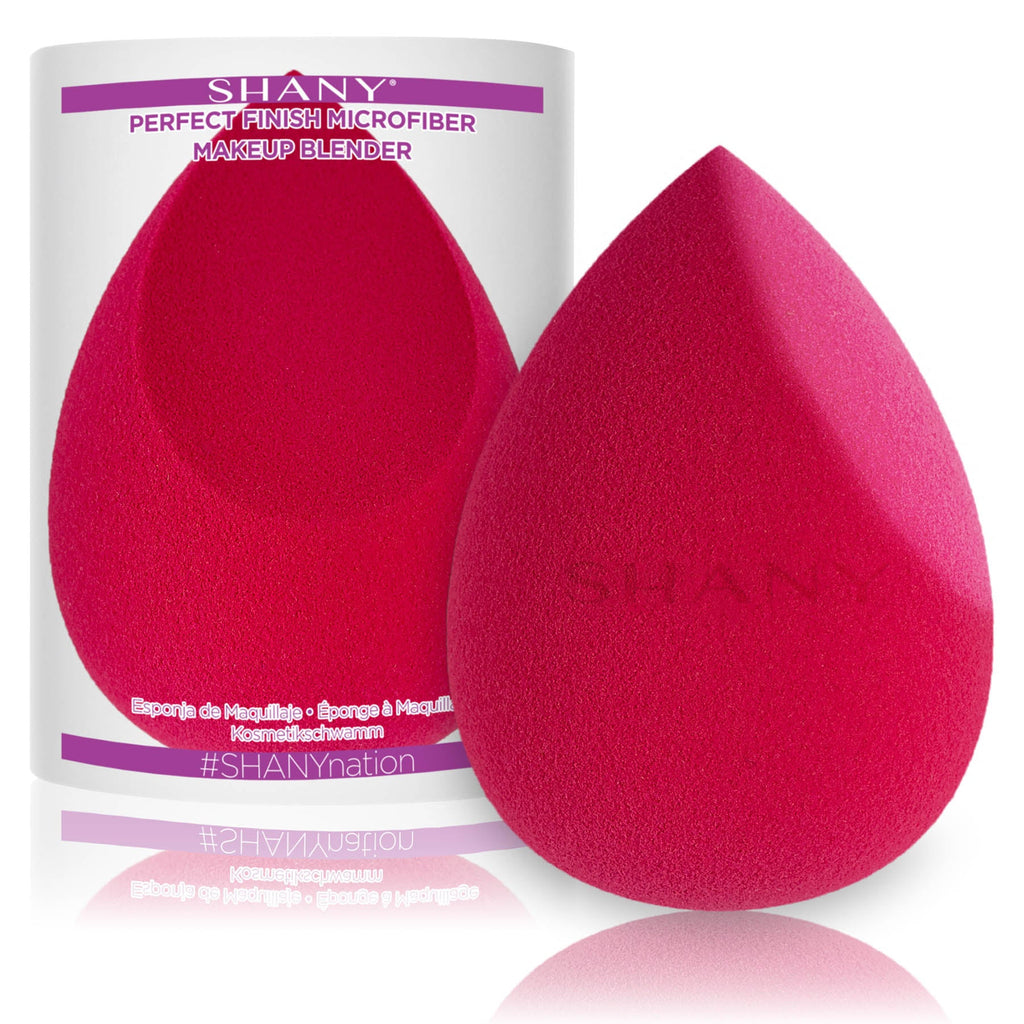 Flawless Microfiber Makeup Blender Sponge by SHANY on a vanity