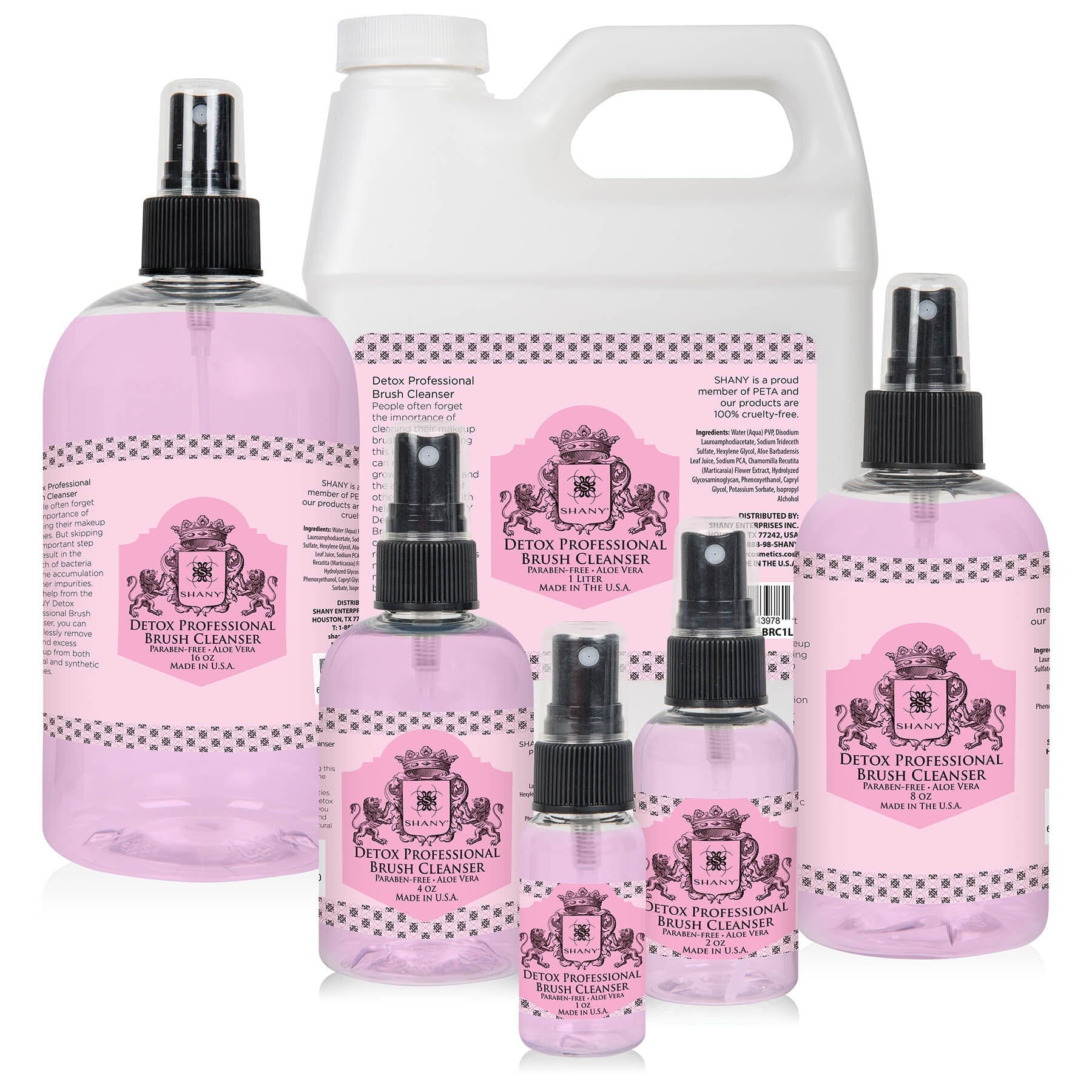 SHANY Premium Detox Makeup Brush Cleanser alongside clean brushes