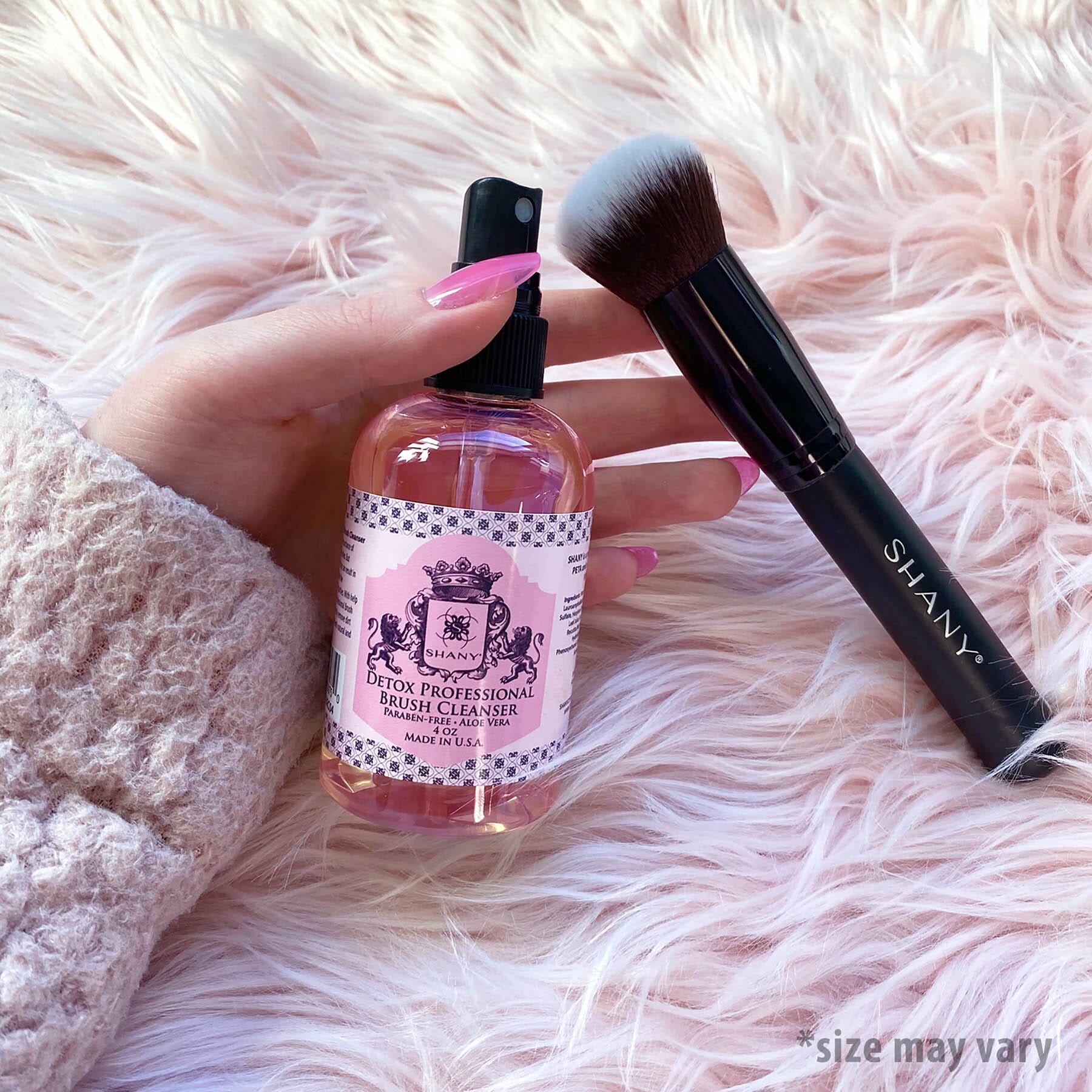 Close-up of SHANY Detox Makeup Brush Cleanser with brush