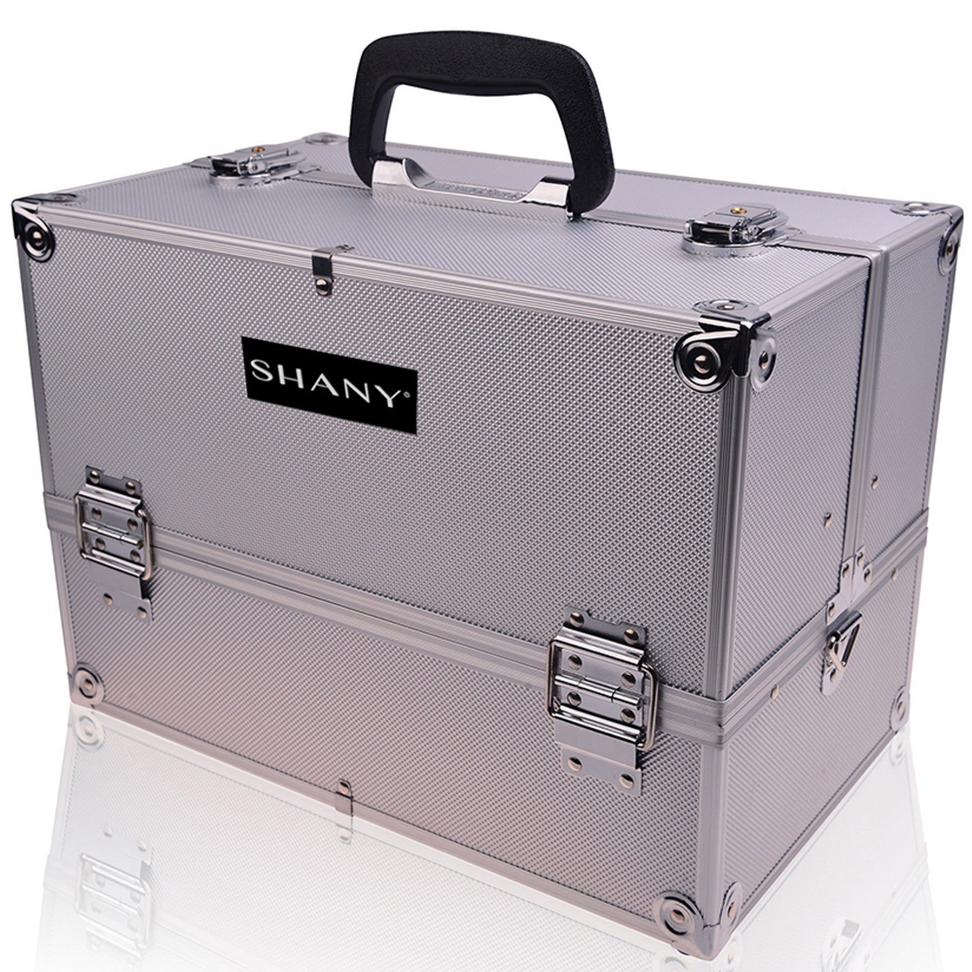 Interior layout of SHANY Makeup Train Case with dividers adjusted