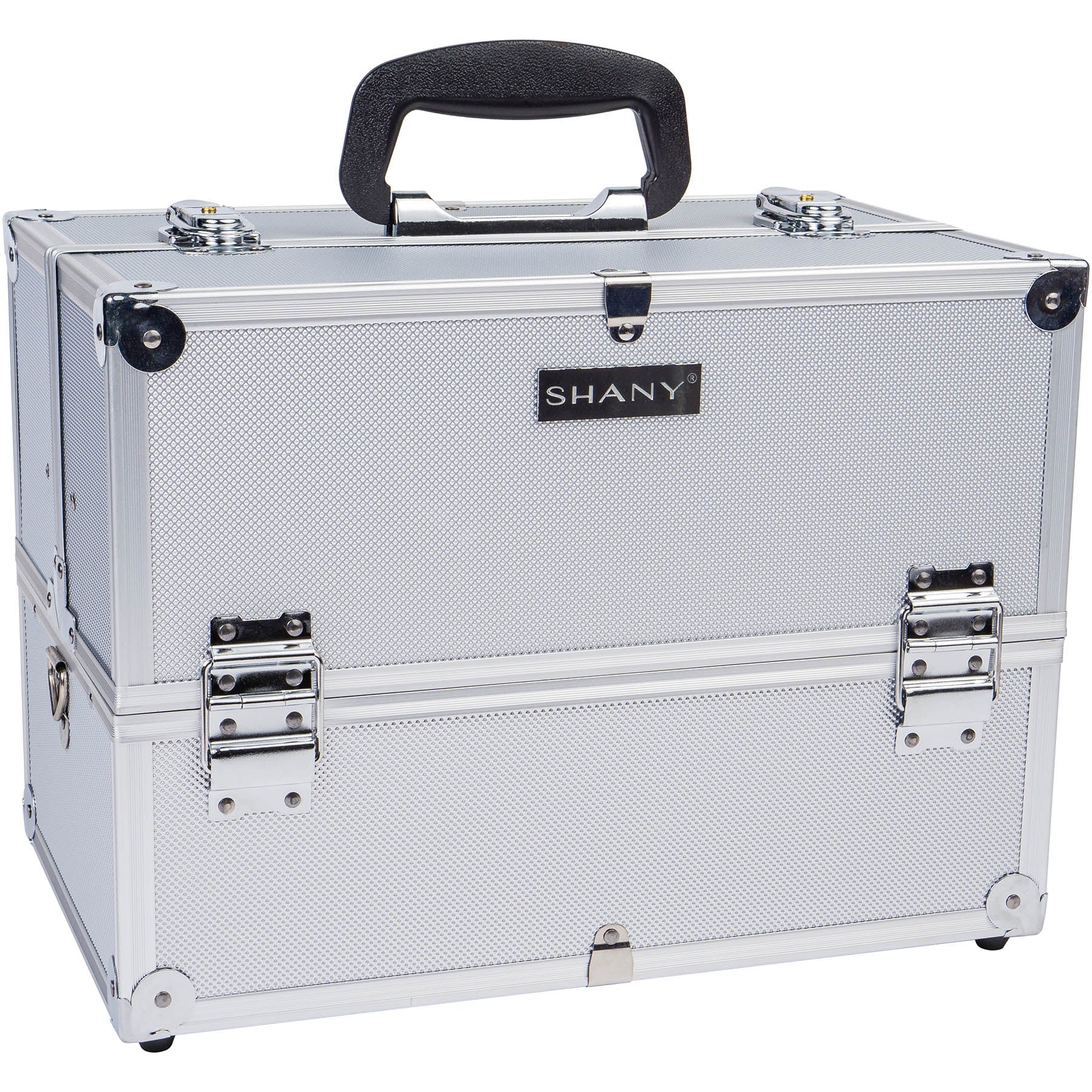 Front view of SHANY Makeup Train Case with adjustable dividers