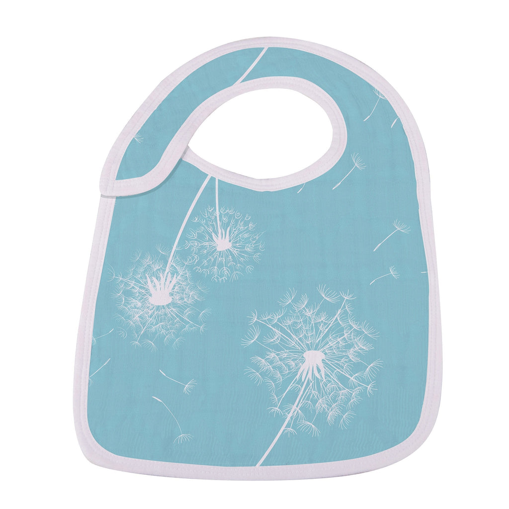 Baby wearing Bamboo Muslin Snap Bibs during mealtime