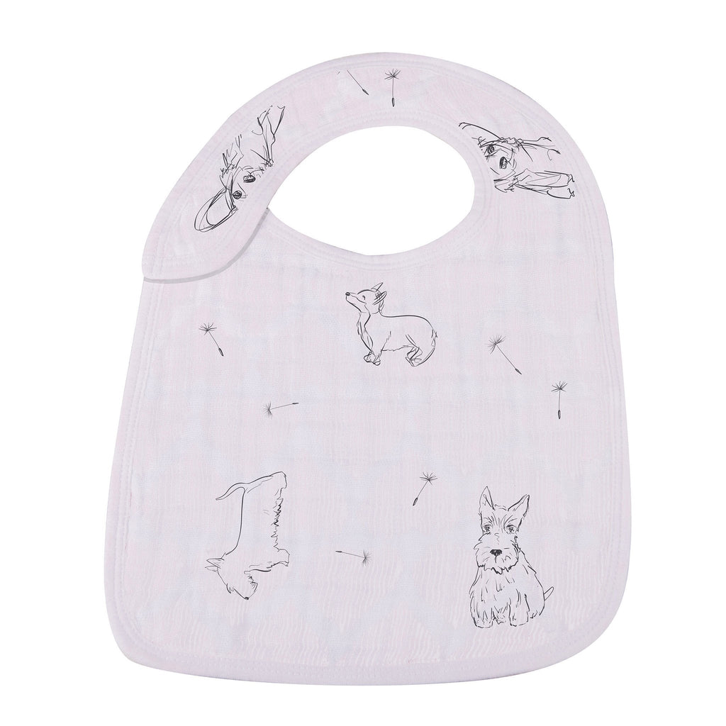Close-up of dandelion design on Bamboo Muslin Snap Bibs