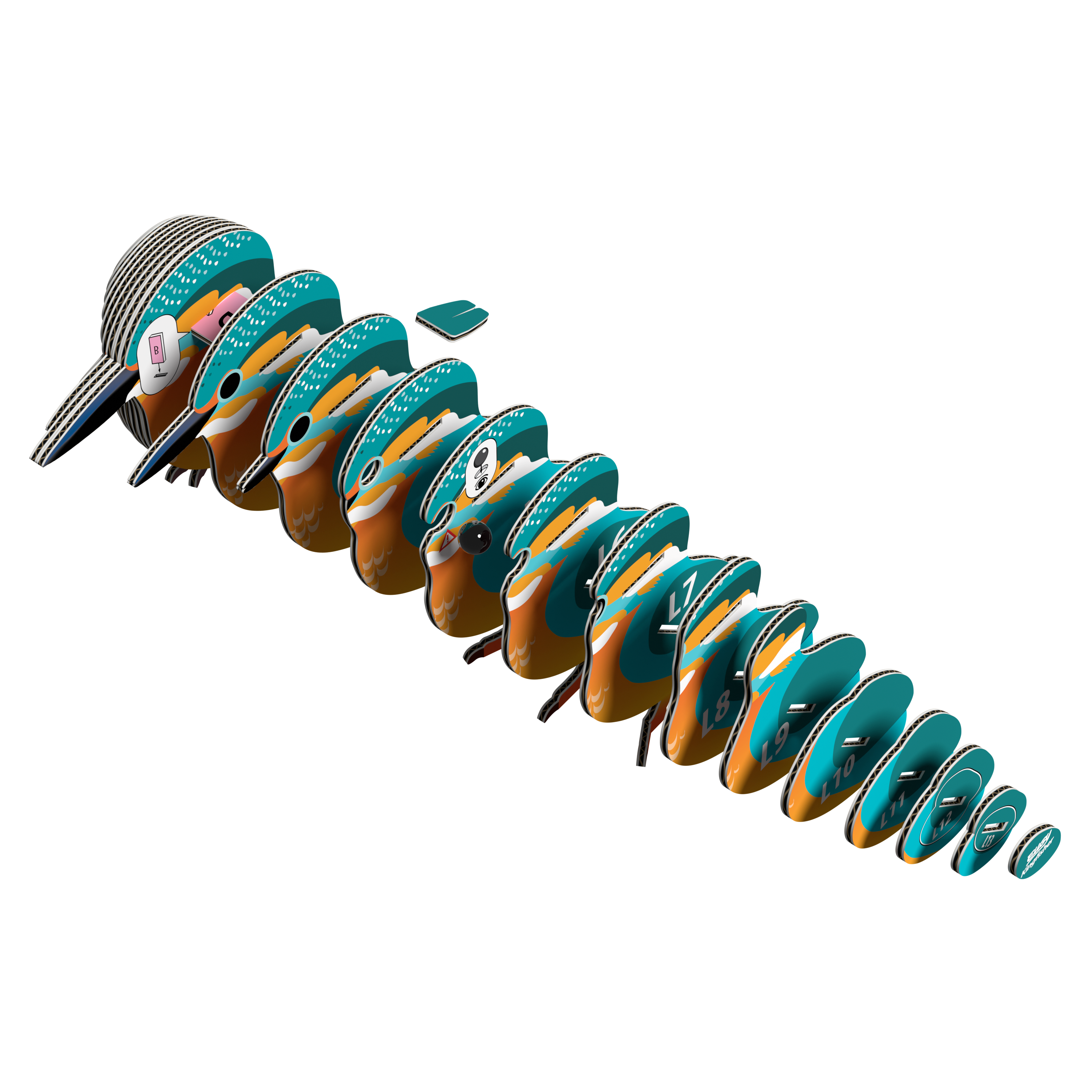 Eco-Friendly Kingfisher 3D Puzzle by Eugy with packaging