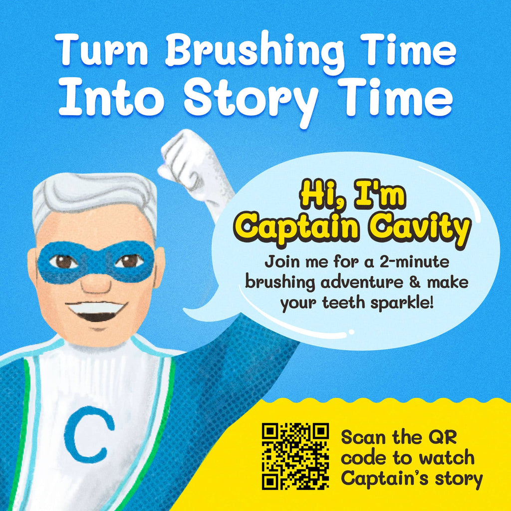 Close-up of soft bristles on Captain Cavity Kids Toothbrush