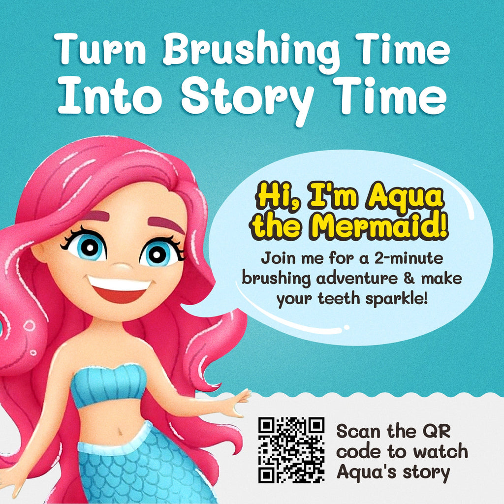 Aqua the Mermaid Toothbrush displayed with colorful bathroom accessories