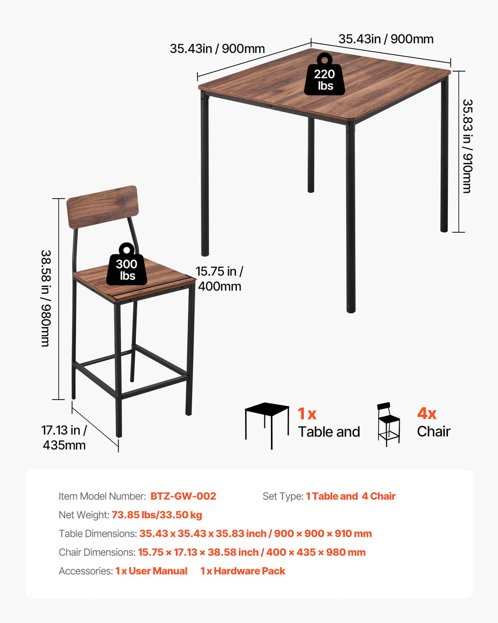 Dining setup featuring VEVOR Bar Table Set with drinks