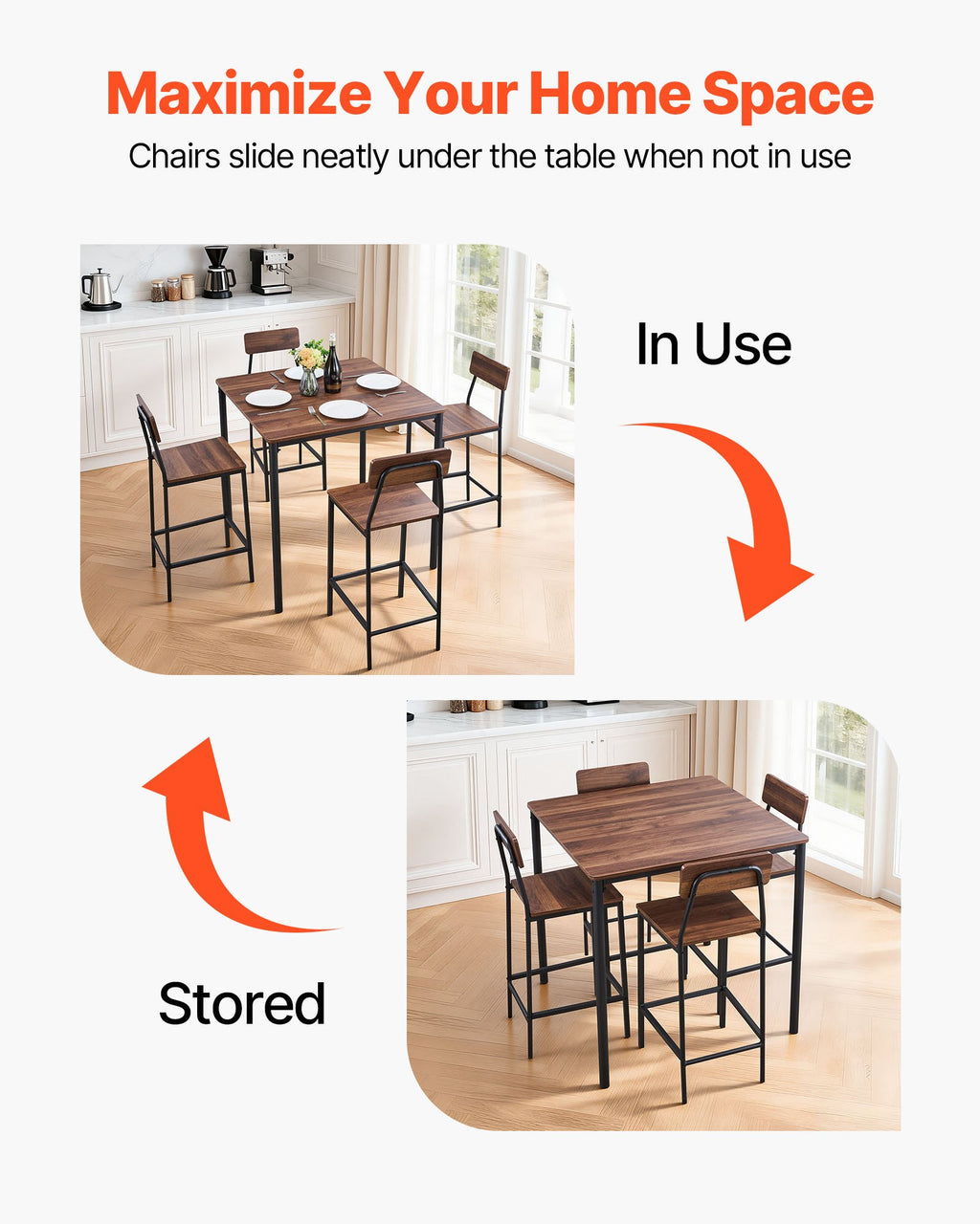 Back view of VEVOR Bar Stools in black finish