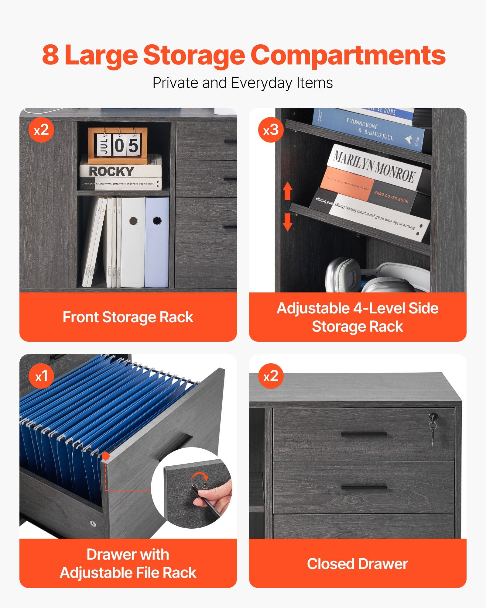 Open drawer of VEVOR Mobile 3 Drawer File Cabinet for storage