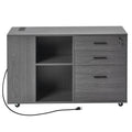 Front view of VEVOR Mobile 3 Drawer File Cabinet in gray