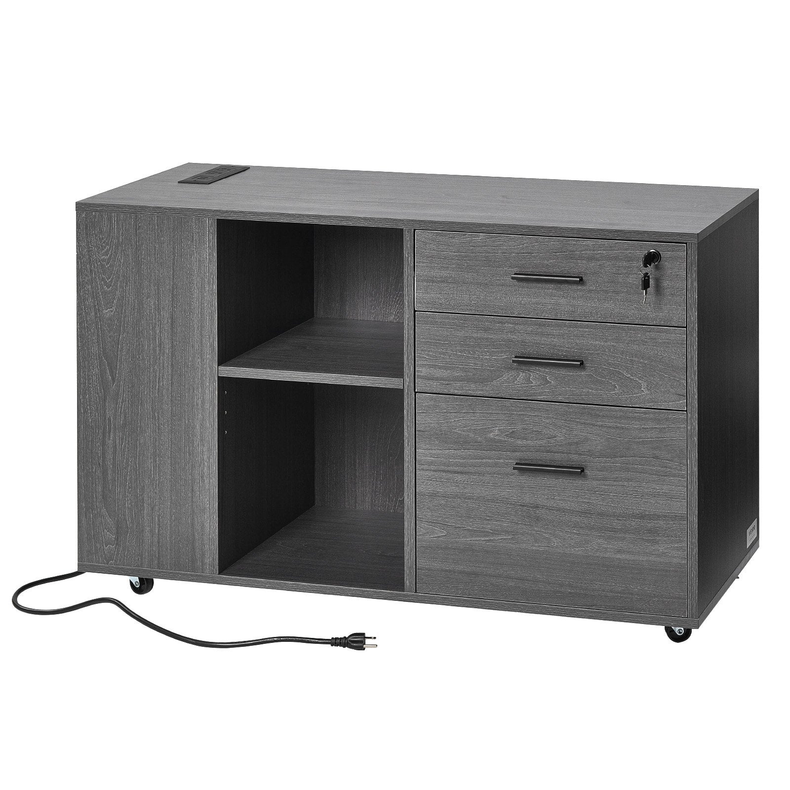 Lock mechanism on VEVOR Mobile 3 Drawer File Cabinet for security