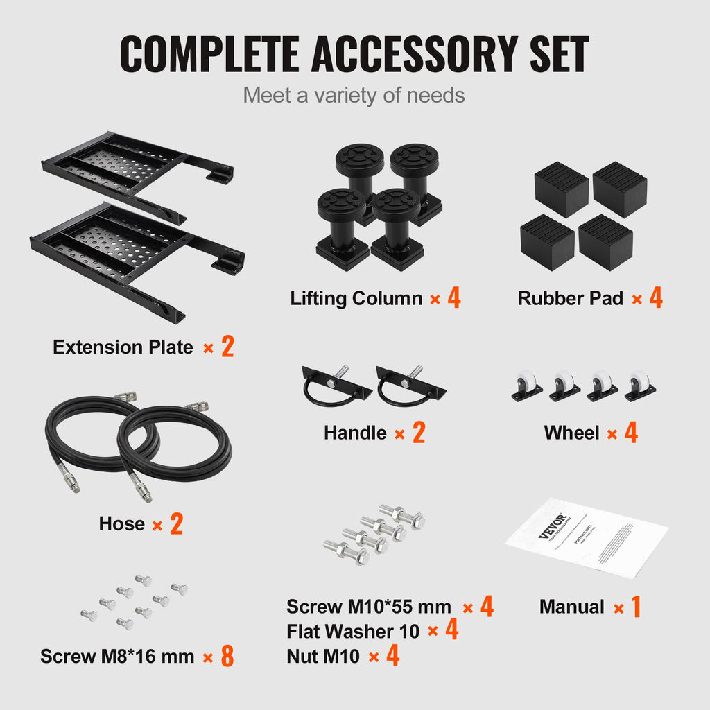Detailed close-up of the VEVOR Car Lift's adjustable rubber pads
