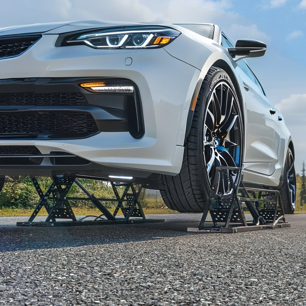 Back view of VEVOR Car Lift highlighting the 120V power unit