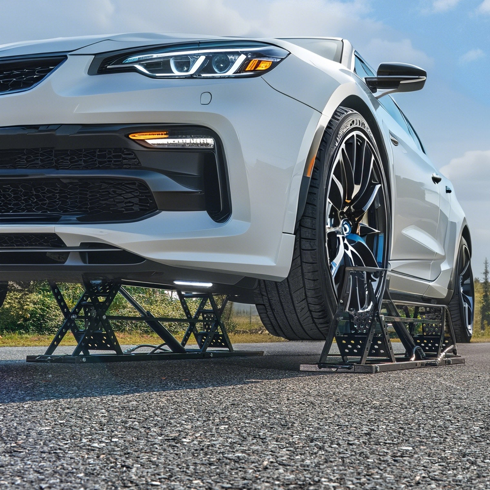 Back view of VEVOR Car Lift highlighting the 120V power unit