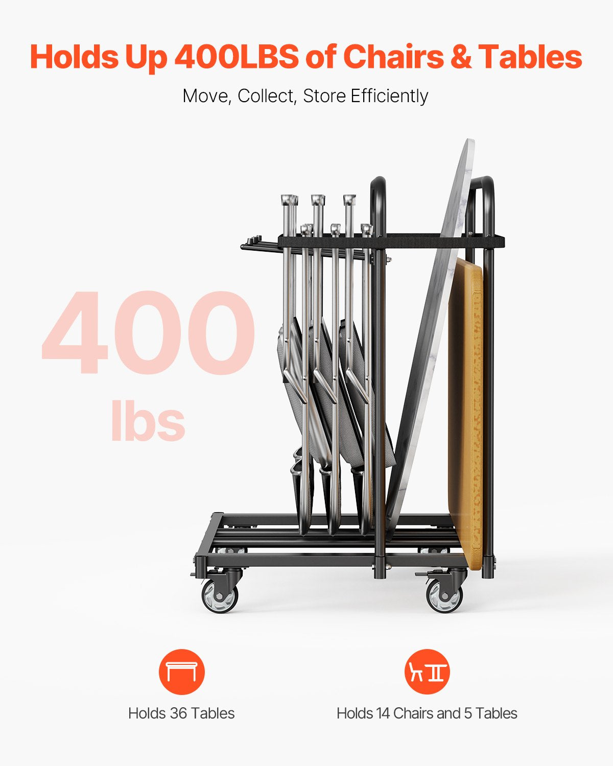 Dimensions of VEVOR Heavy-Duty Folding Chair Rack displayed