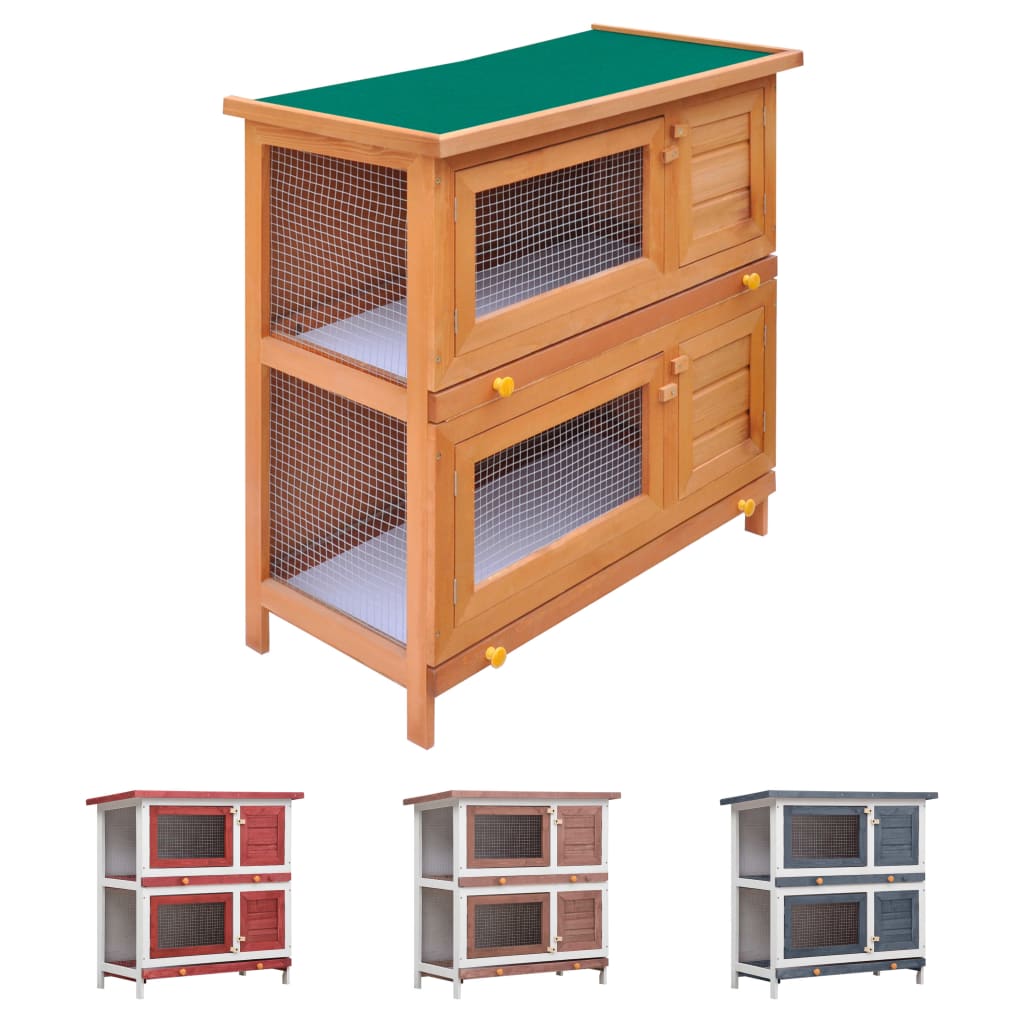 vidaXL Rabbit Hutch Bunny Cage Pet House for Small Animals Solid Pine Wood