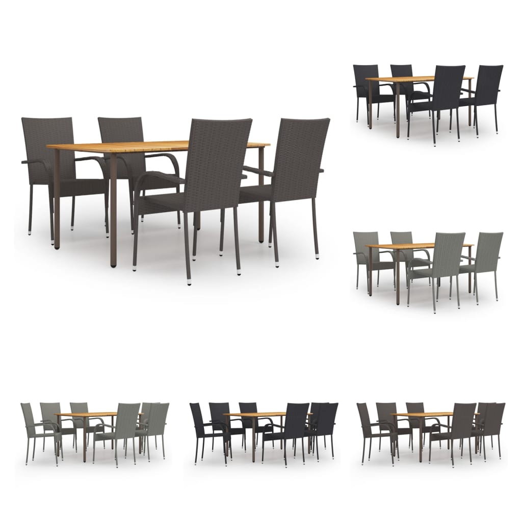 vidaXL Patio Dining Set Dining Table and Chairs Furniture Set Poly Rattan