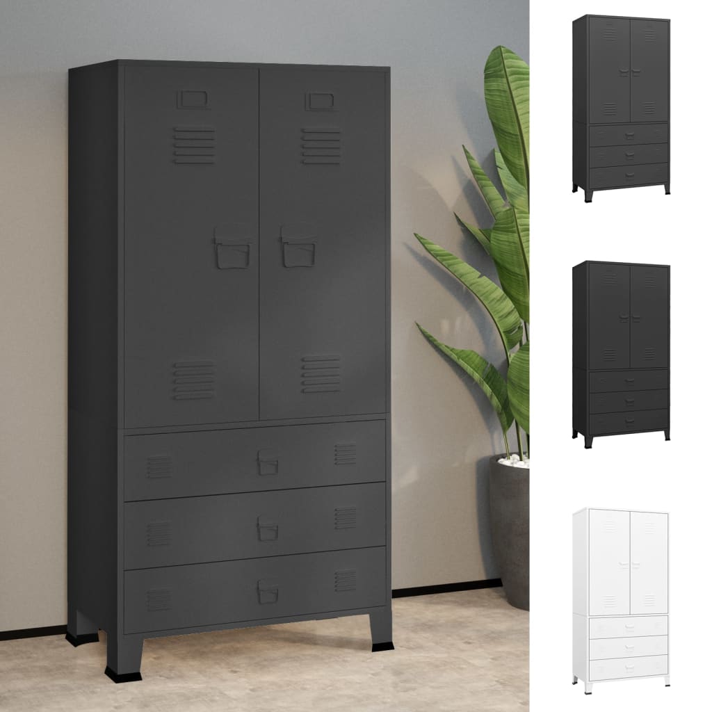vidaXL Wardrobe Armoire Clothes Storage Organizer Bedroom Closet Rack Metal