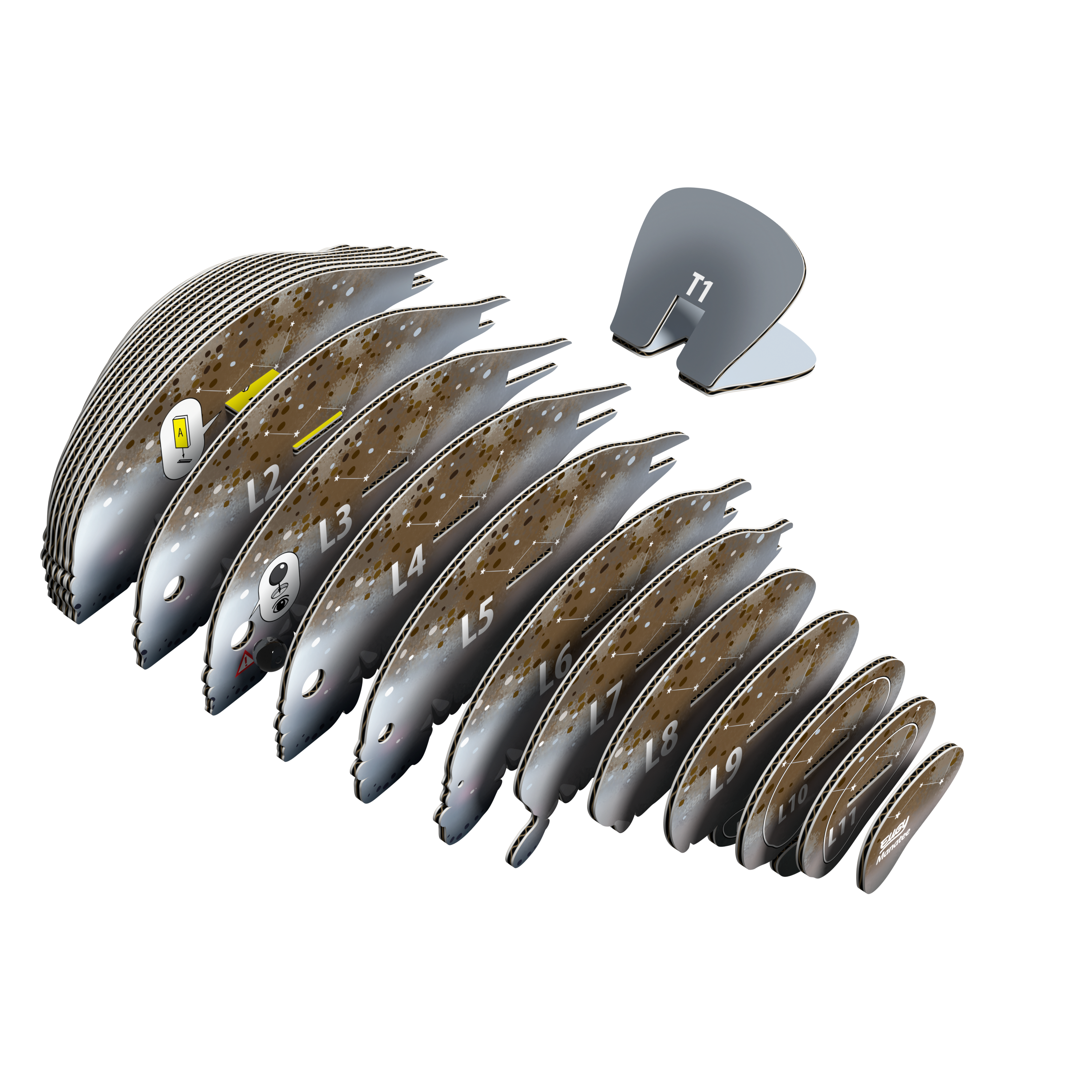 Completed EUGY Manatee 3D Puzzle displayed on a wooden table