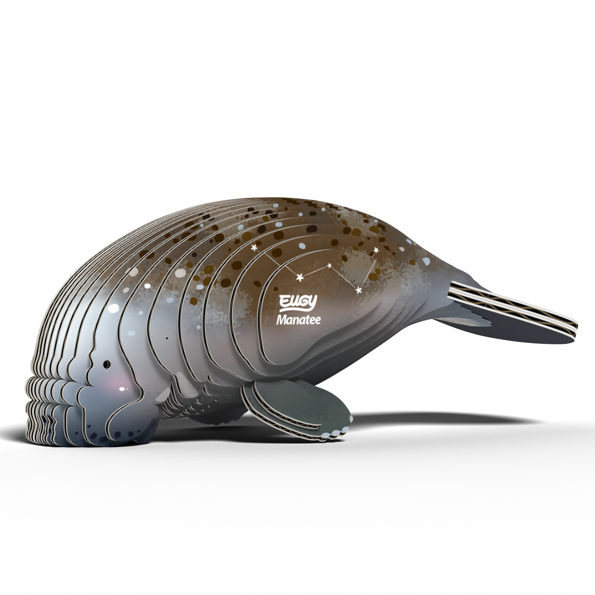 Side view of EUGY Manatee 3D Puzzle highlighting eco-friendly materials